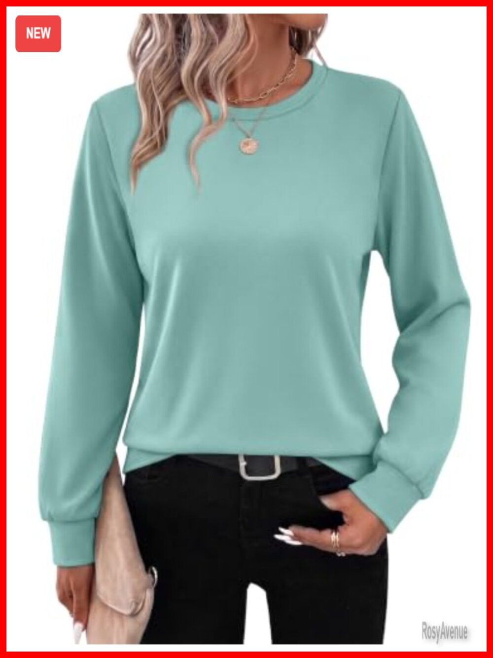 Women's Crewneck Long Sleeve Pullover Sweatshirt Thermal Knit